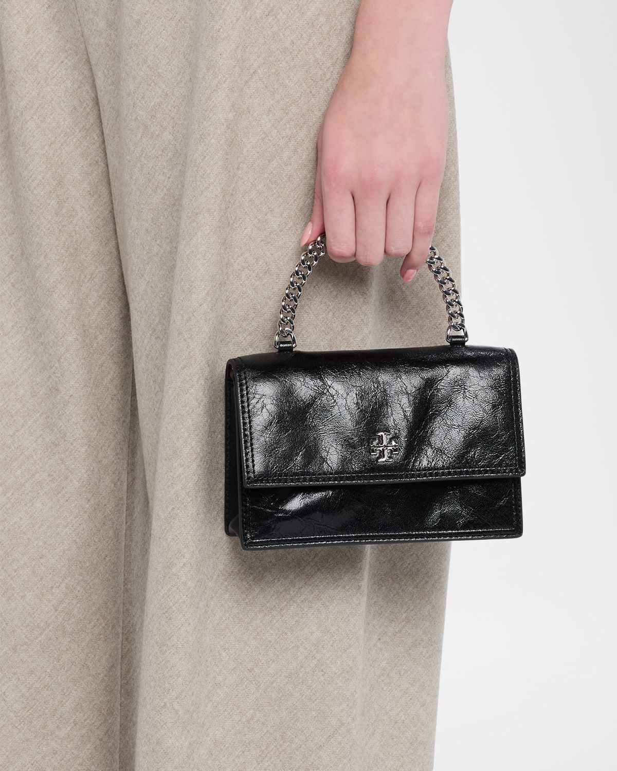 Tory Burch Kira Mini Deconstructed Leather Top-Handle Bag