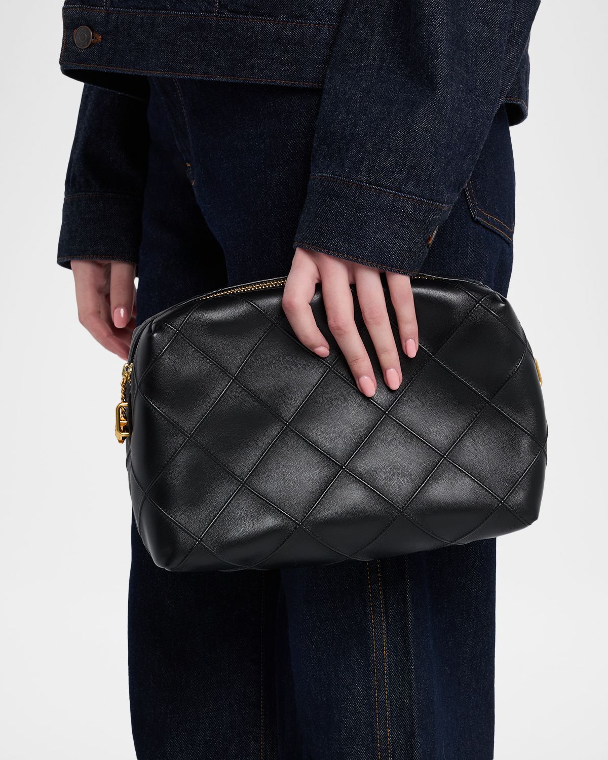 Tory Burch Fleming Large Quilted Leather Soft Pouch Bag