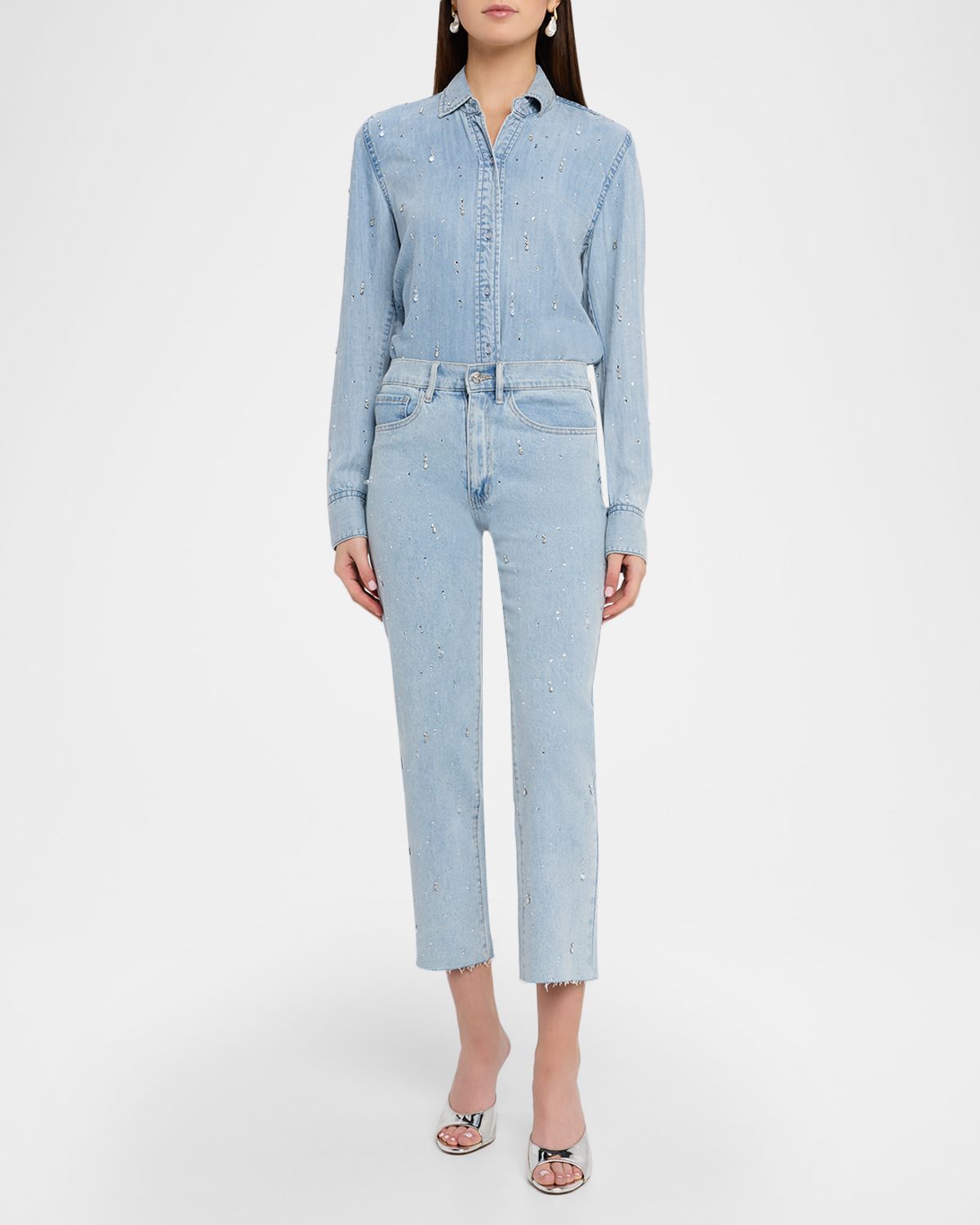Generation Love Marcello Embellished Denim Button-Front Shirt