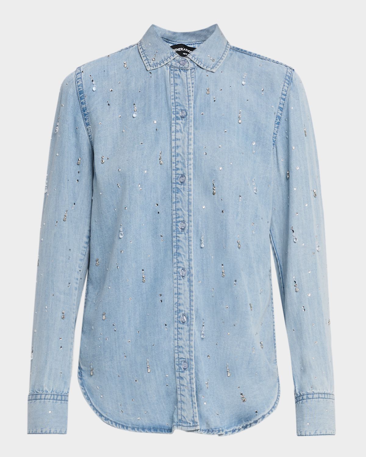 Generation Love Marcello Embellished Denim Button-Front Shirt