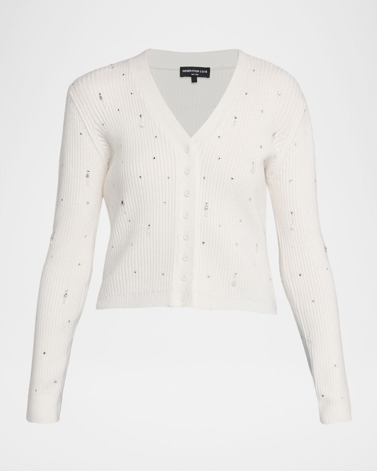 Generation Love Lili Crystal Embellished Rib-Knit Cardigan
