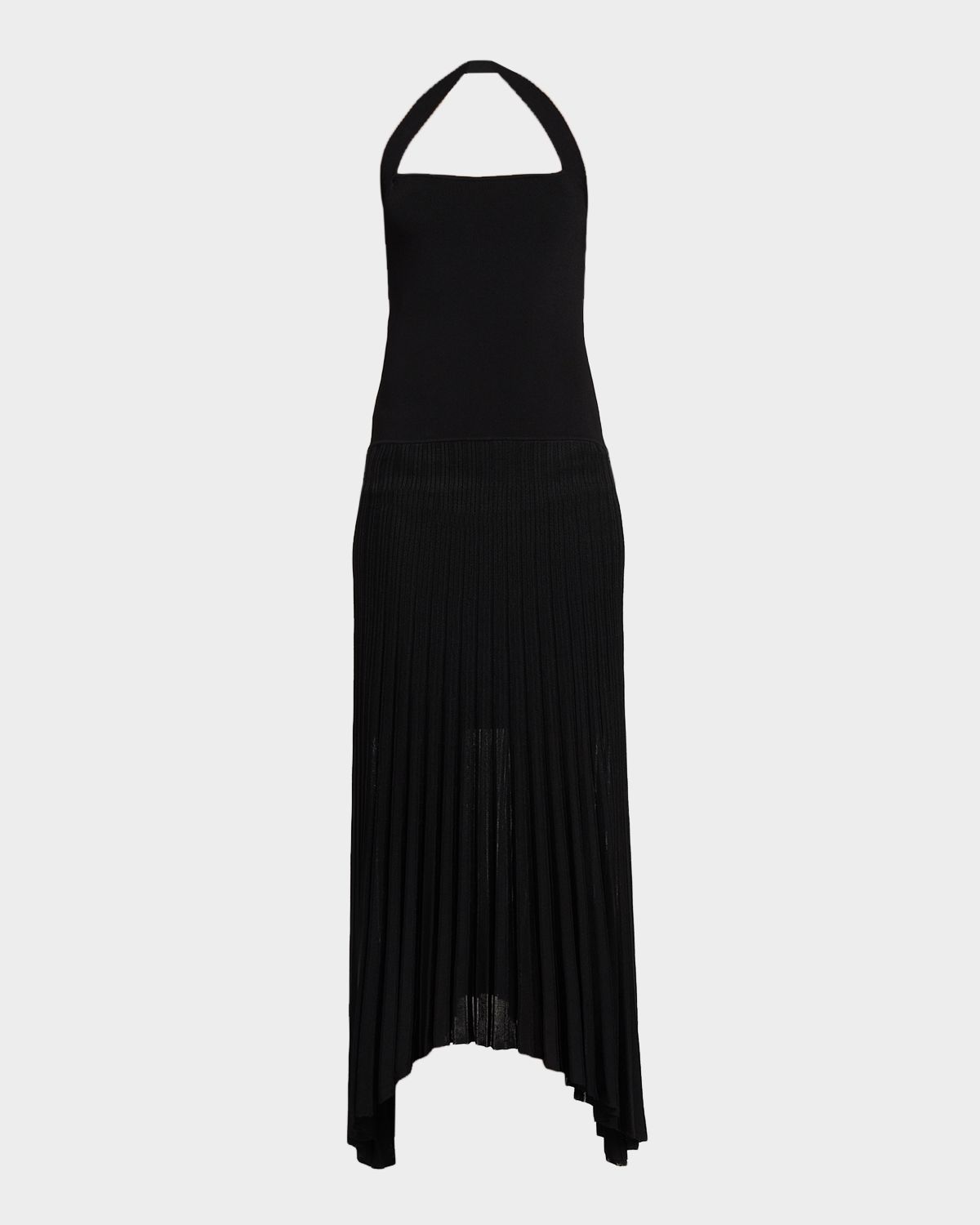 MARIA MCMANUS Semi-Sheer Pleated Halter Midi Dress