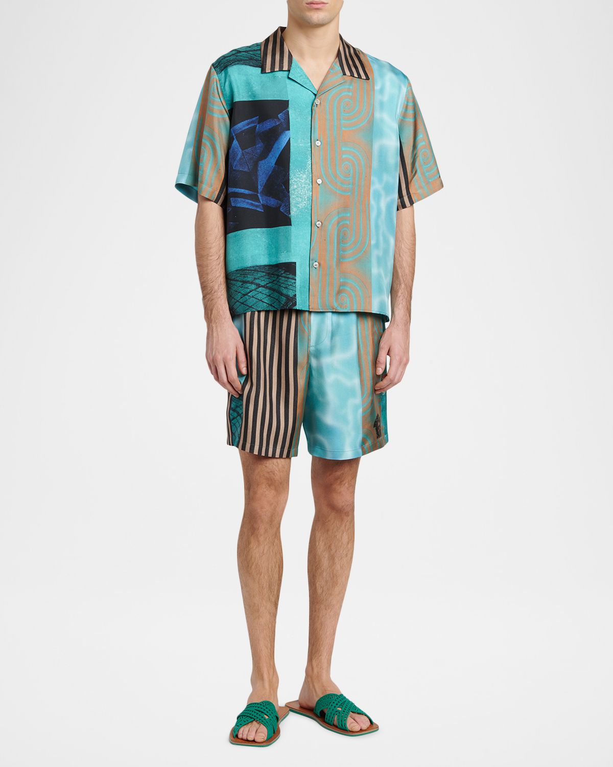 Versace Men 's Silk Multi-Abstract Medusa Camp Shirt | Thumbnail 5 Versace Men 's Silk Multi-Abstract Medusa Camp Shirt | Thumbnail 5