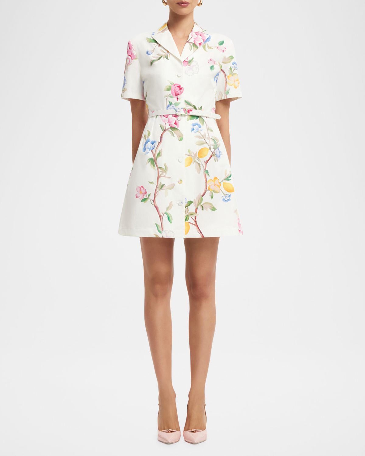 LEO LIN Brigitte Belted Floral Cotton Mini Dress | Thumbnail 7