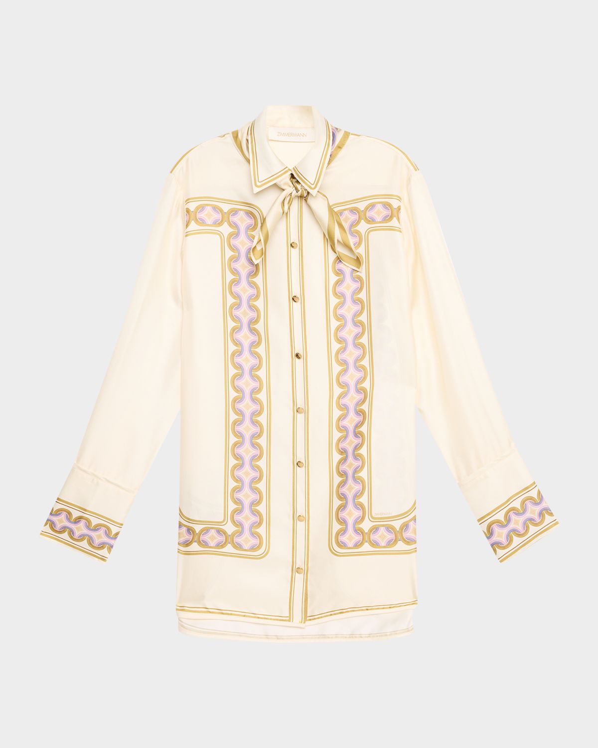Zimmermann Luna Retro Geo-Print Silk Shirt