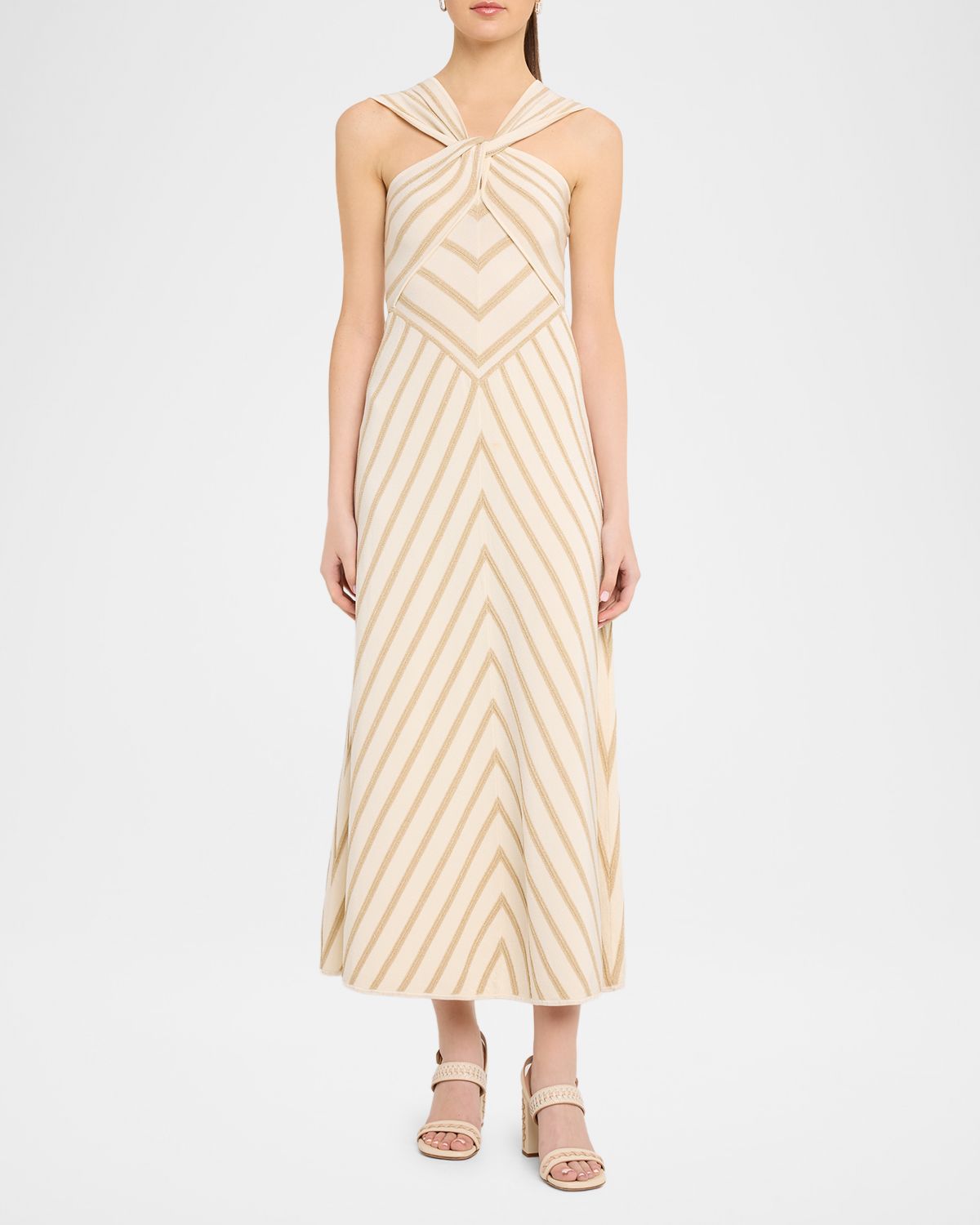 Zimmermann Luna Metallic Halter Knit Dress