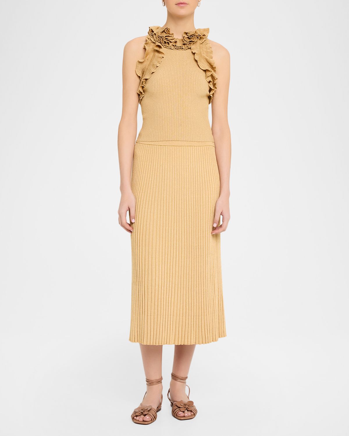 Zimmermann Luna Metallic Ruffled Tank Top