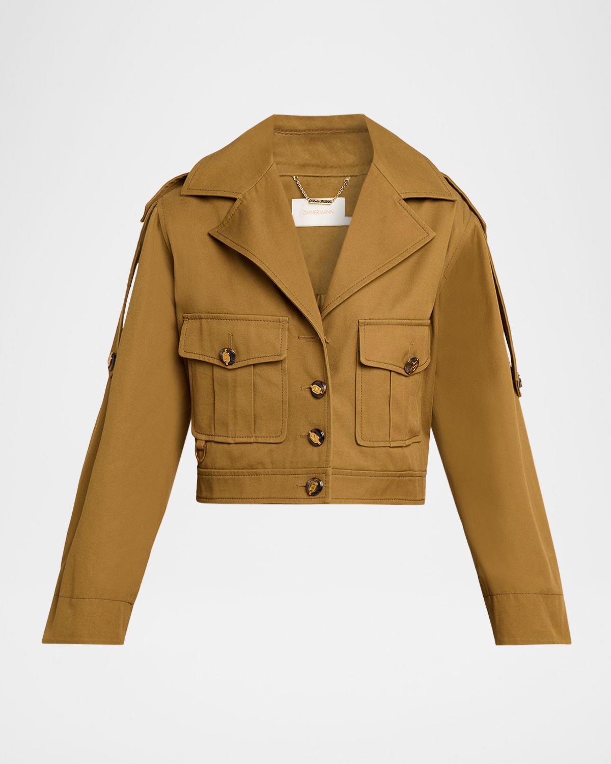 Zimmermann Luna Drill Cropped Cargo Jacket