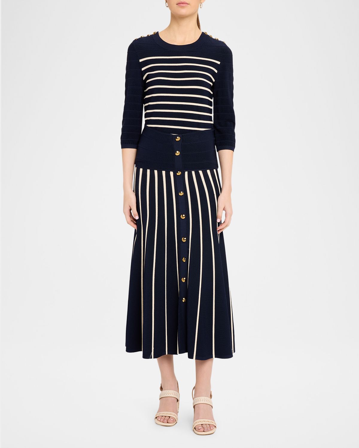 Zimmermann Luna Striped Knit Midi-Skirt