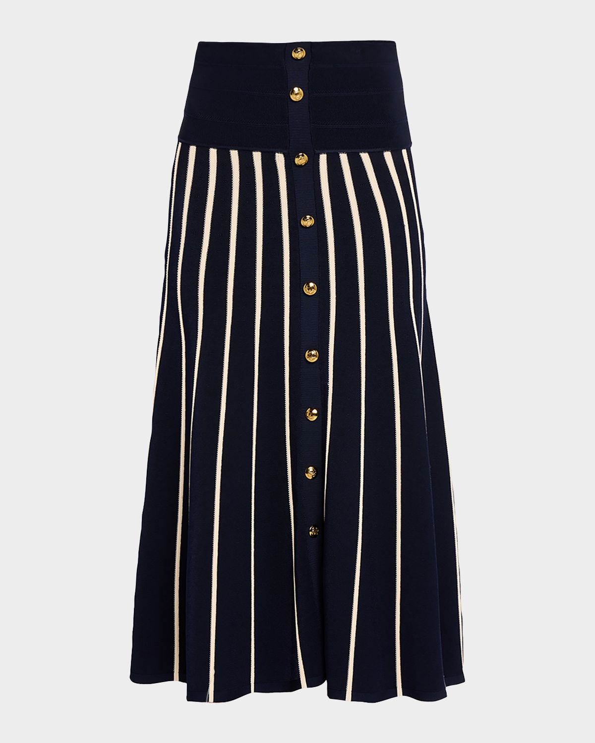 Zimmermann Luna Striped Knit Midi-Skirt