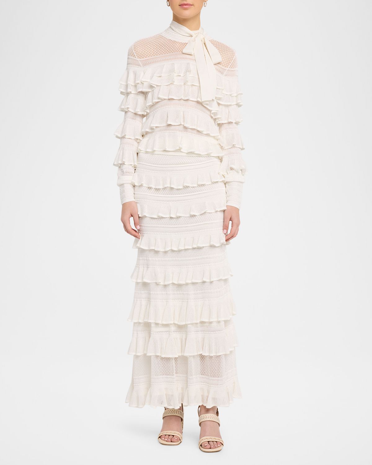 Zimmermann Luna Lace Ruffled Maxi Skirt