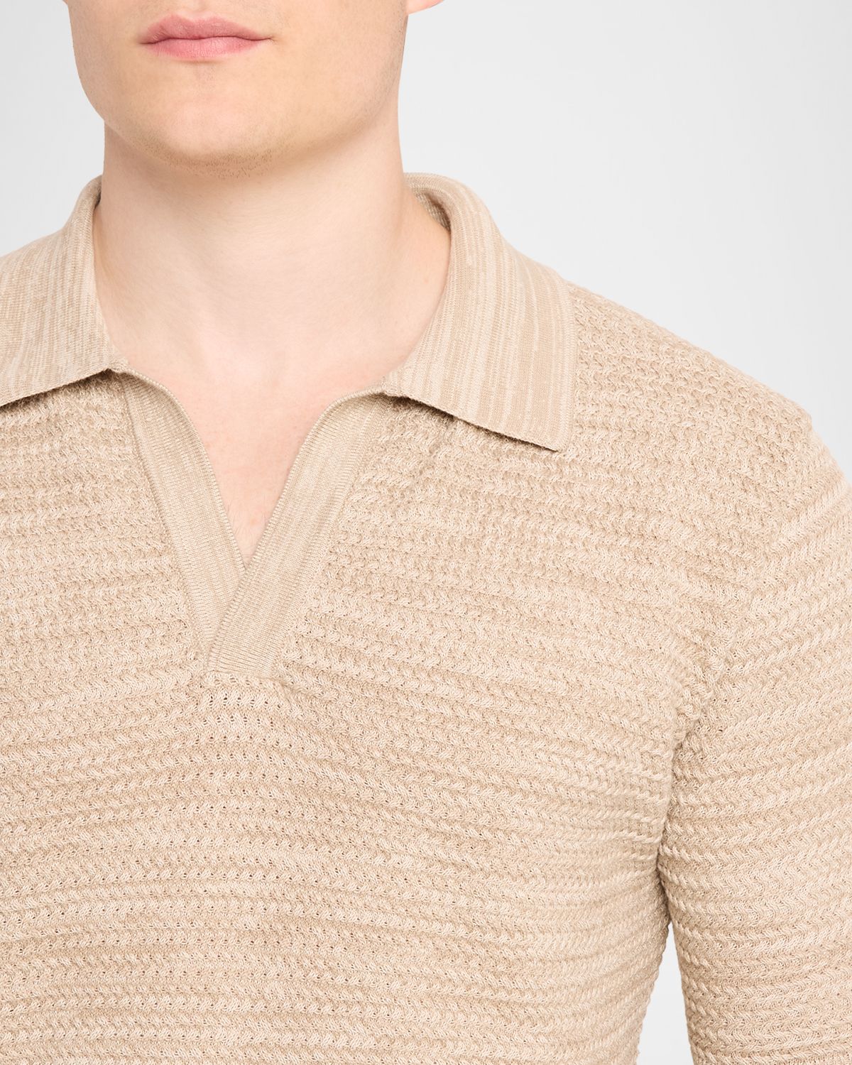 Etro Men 's Johnny Collar Open-Knit Polo Sweater | Thumbnail 5