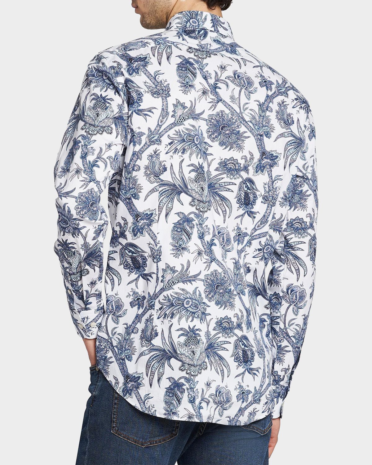 Etro Men 's Floral Paisley Stretch Cotton Sport Shirt | Thumbnail 3 Etro Men 's Floral Paisley Stretch Cotton Sport Shirt | Thumbnail 3