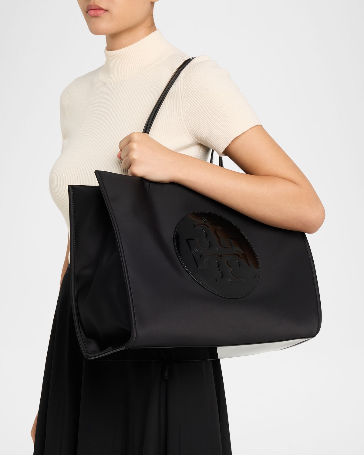 Tory Burch Ella Logo Patch Patent Tote Bag