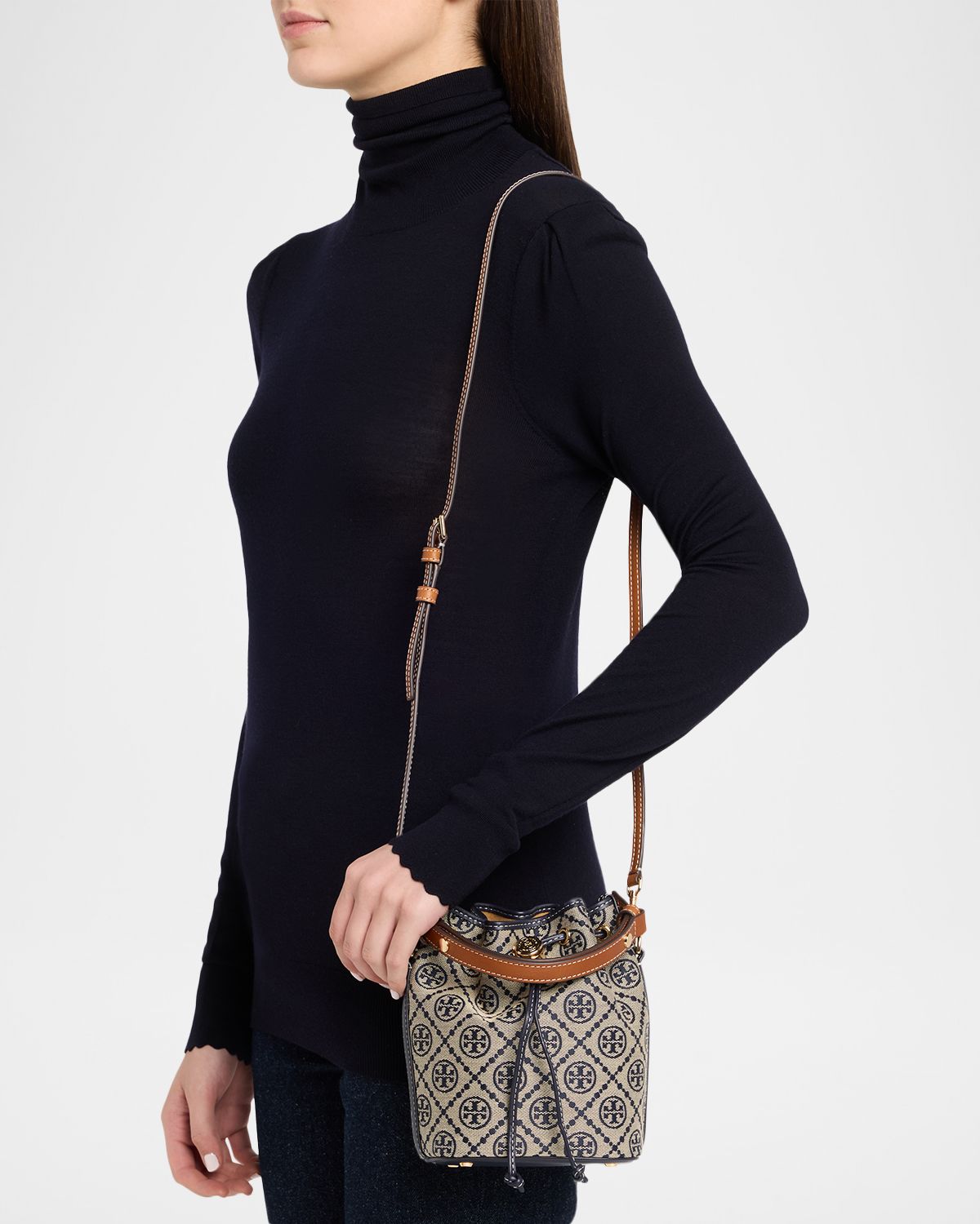 Tory Burch T Monogram Mini Jacquard Bucket Bag