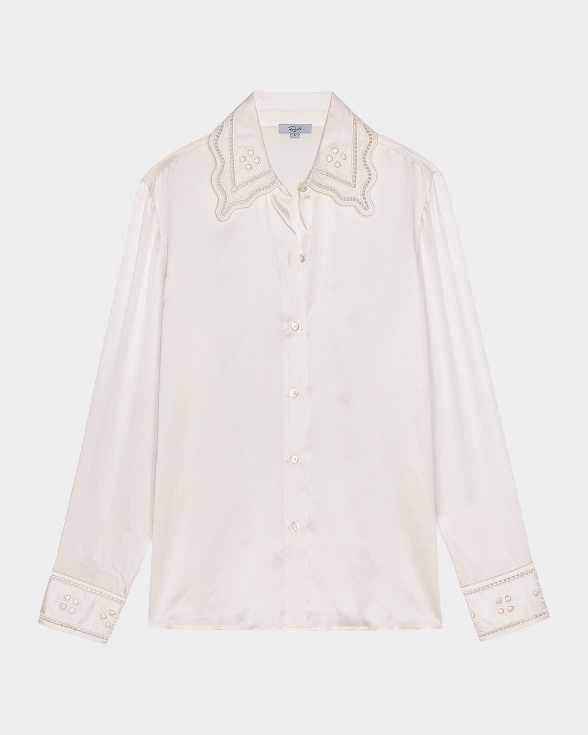 Rails Clarise Silk Scallop-Trimmed Shirt