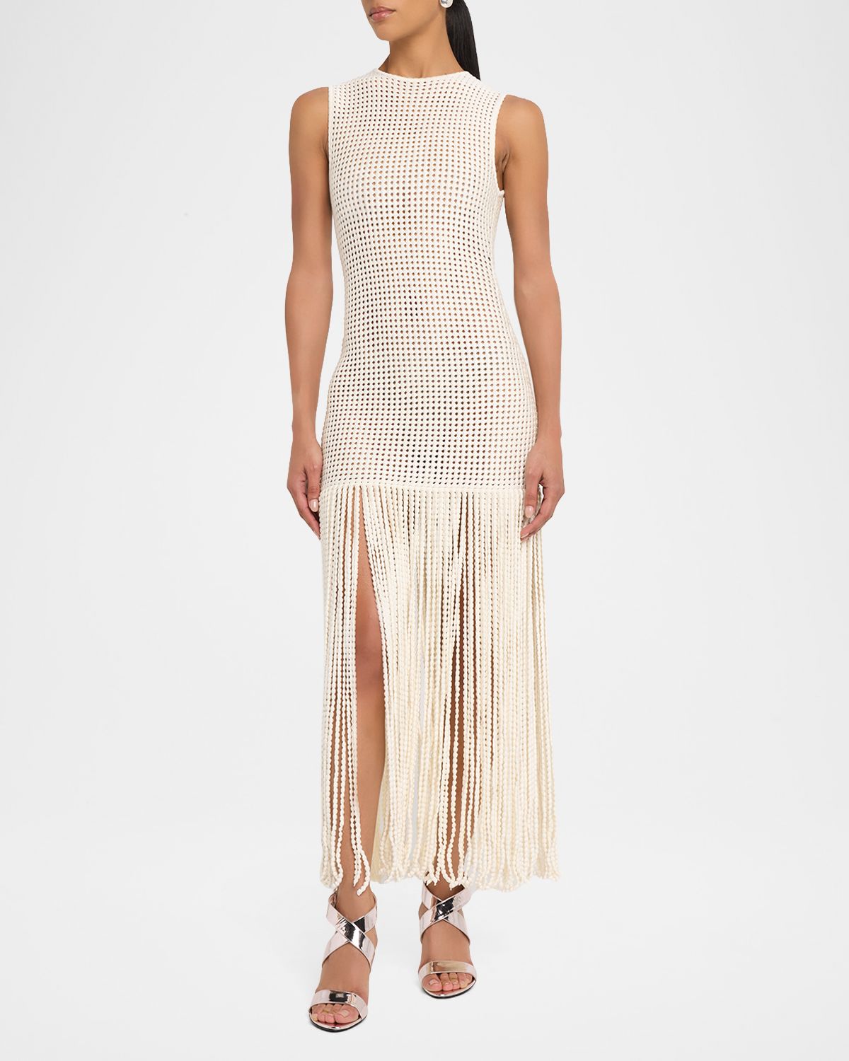 ALAIA Fringed Open-Knit Maxi Dress | Thumbnail 5