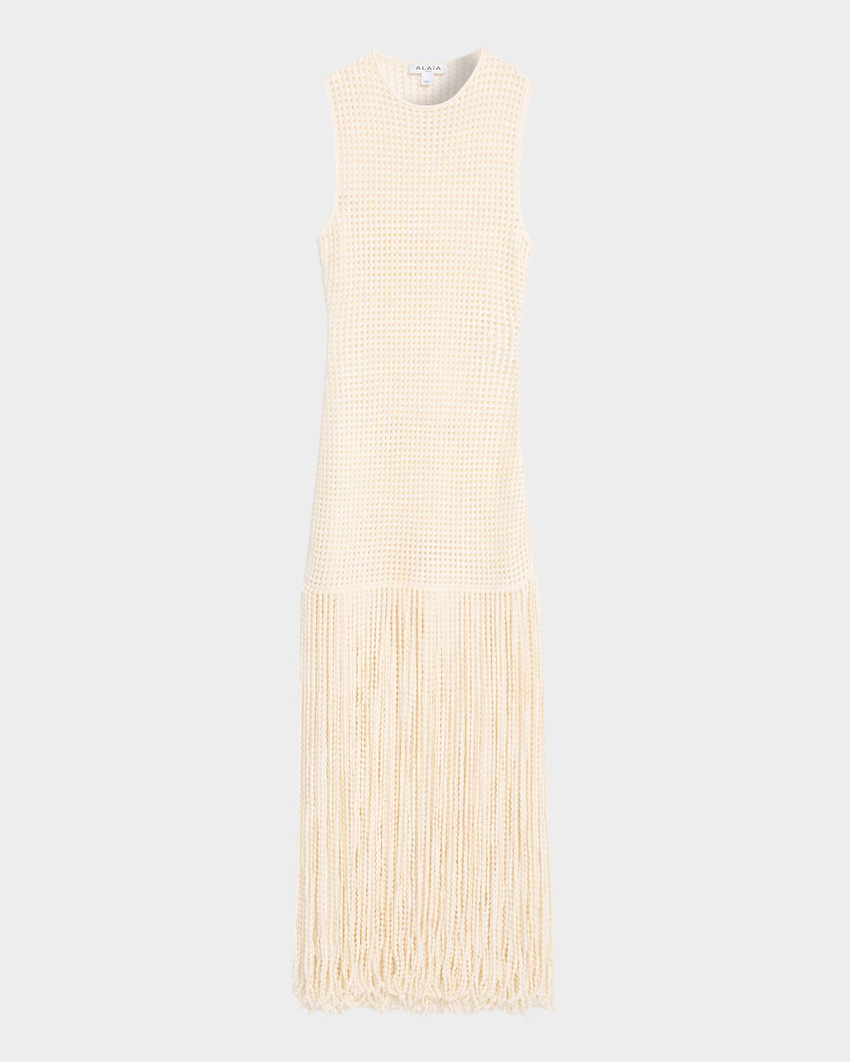 ALAIA Fringed Open-Knit Maxi Dress