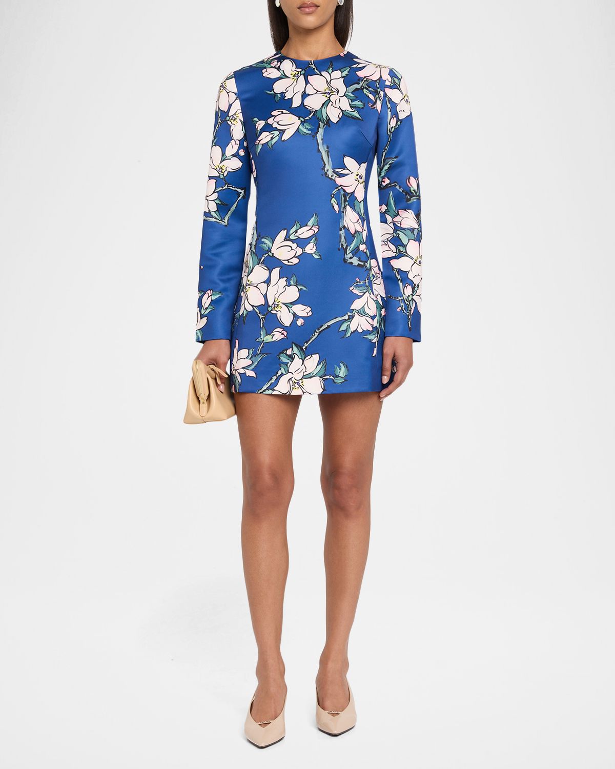 LEO LIN Aliza Floral-Print Satin Mini Dress