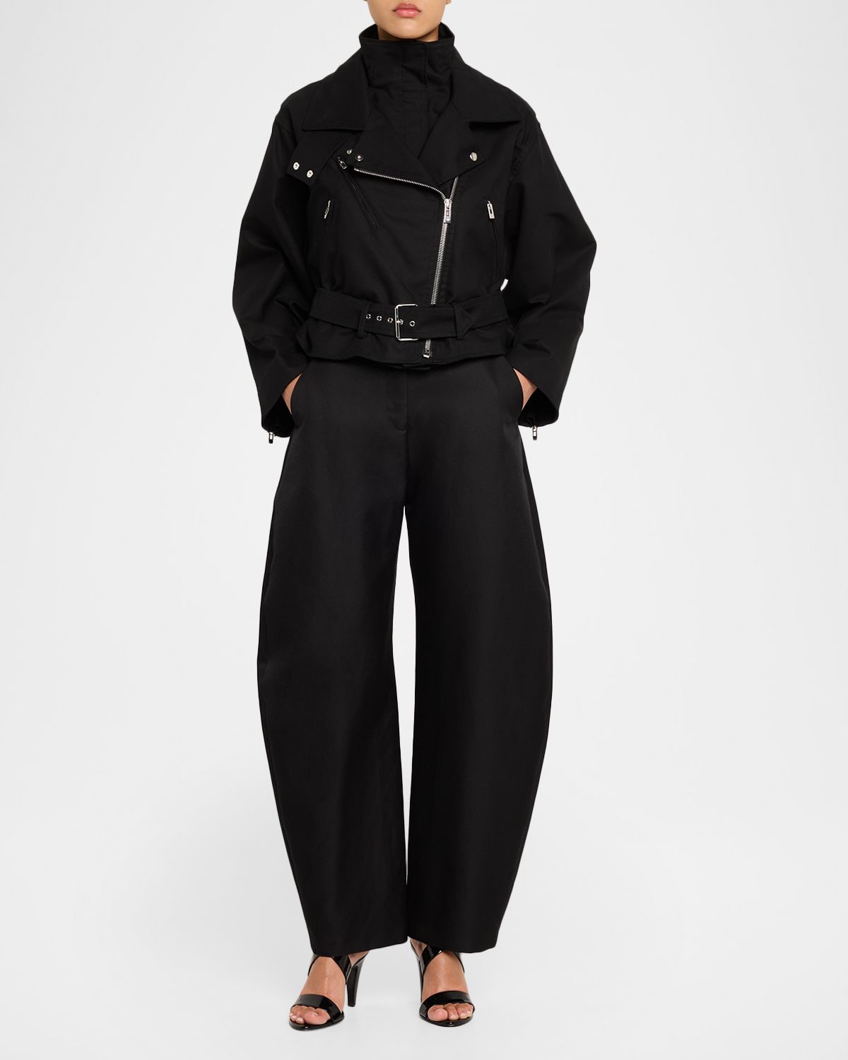 ALAIA High-Rise Wool Round Barrel-Leg Pants