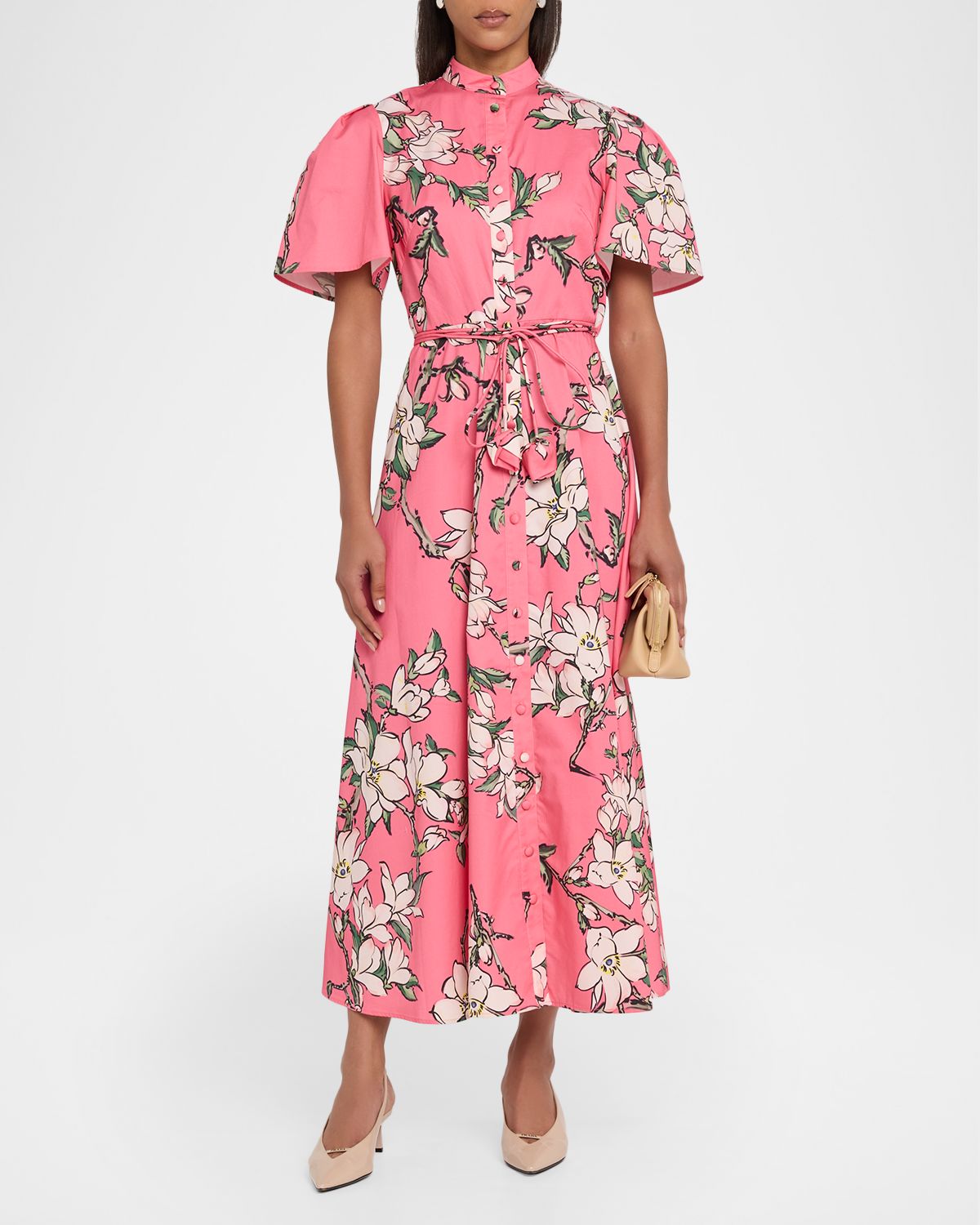 LEO LIN Bianca Floral-Print Cotton Midi Dress