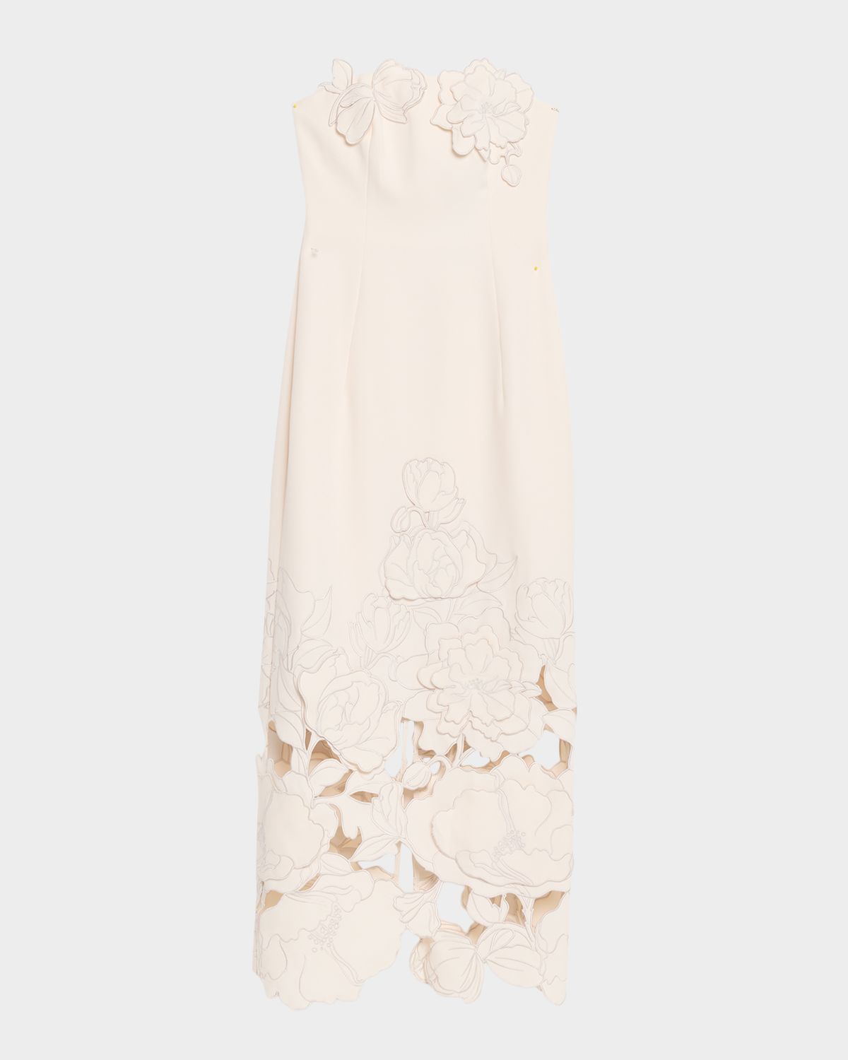 LEO LIN Rayna Strapless Floral Applique Column Maxi Dress