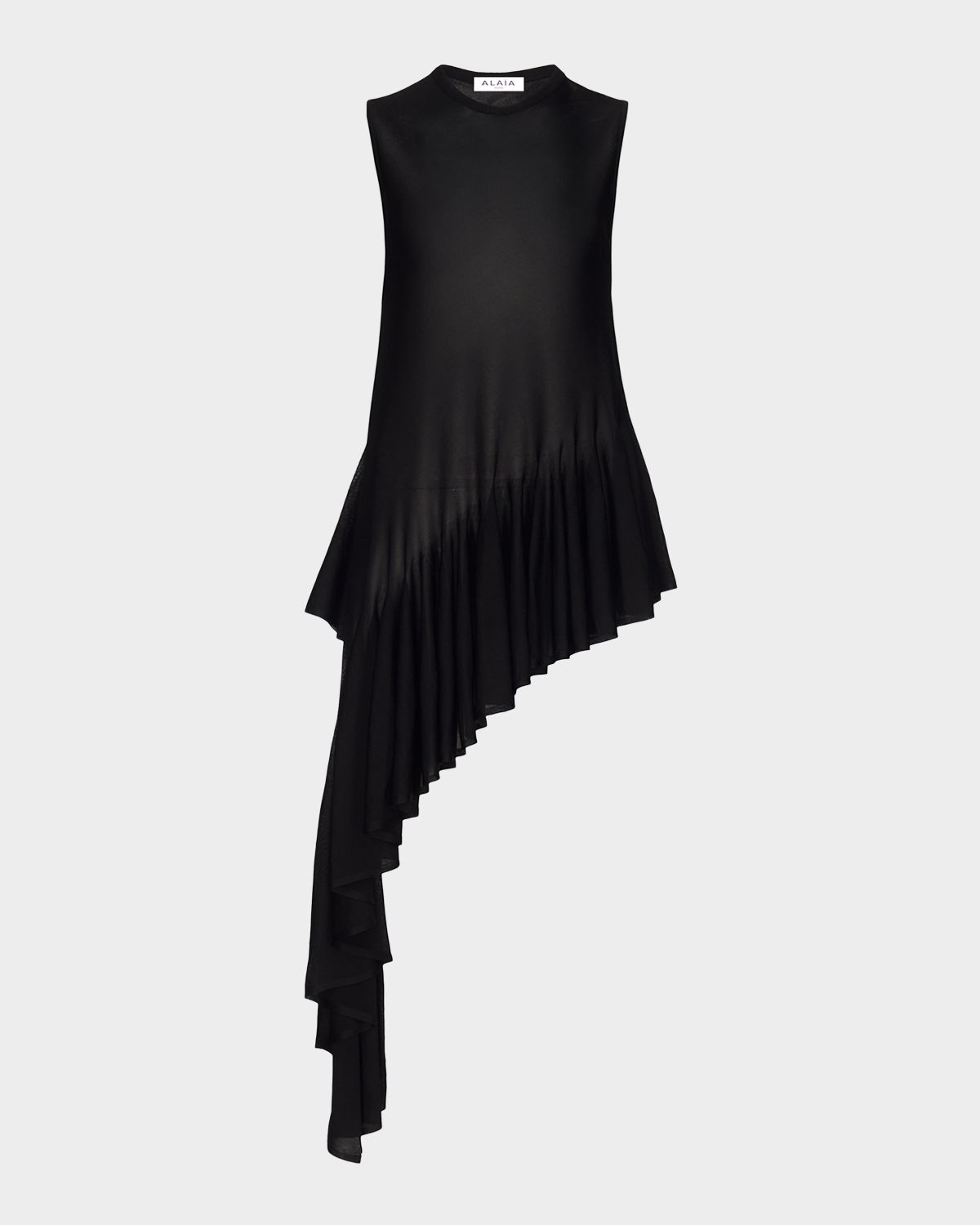 ALAIA Asymmetric Godet Sleeveless Top