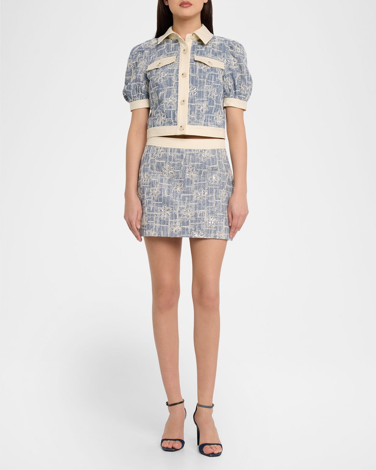 Ramy Brook Ardith Sequined Embroidered Button-Front Top