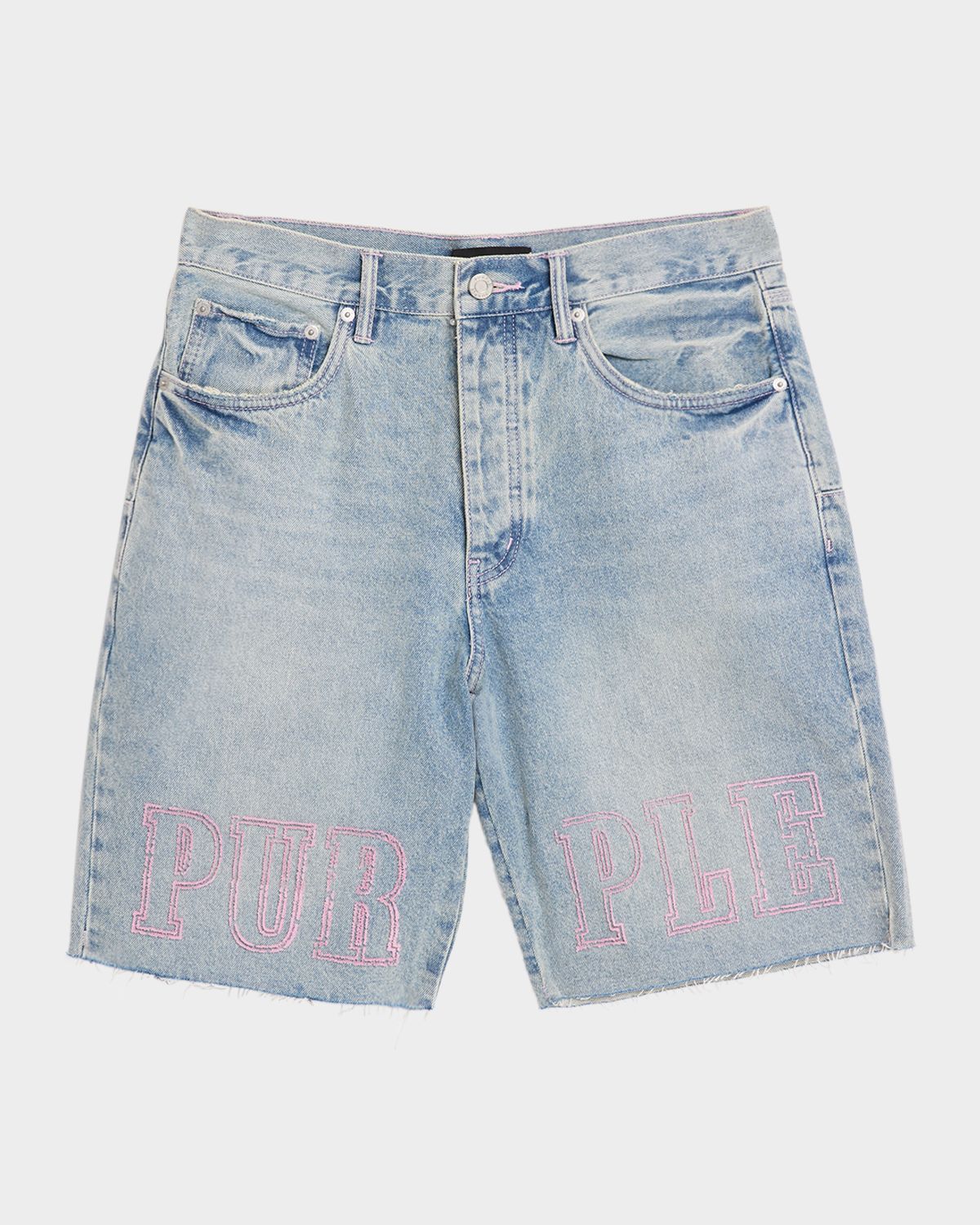 PURPLE Men 's Slab Wordmark Relaxed Denim Shorts