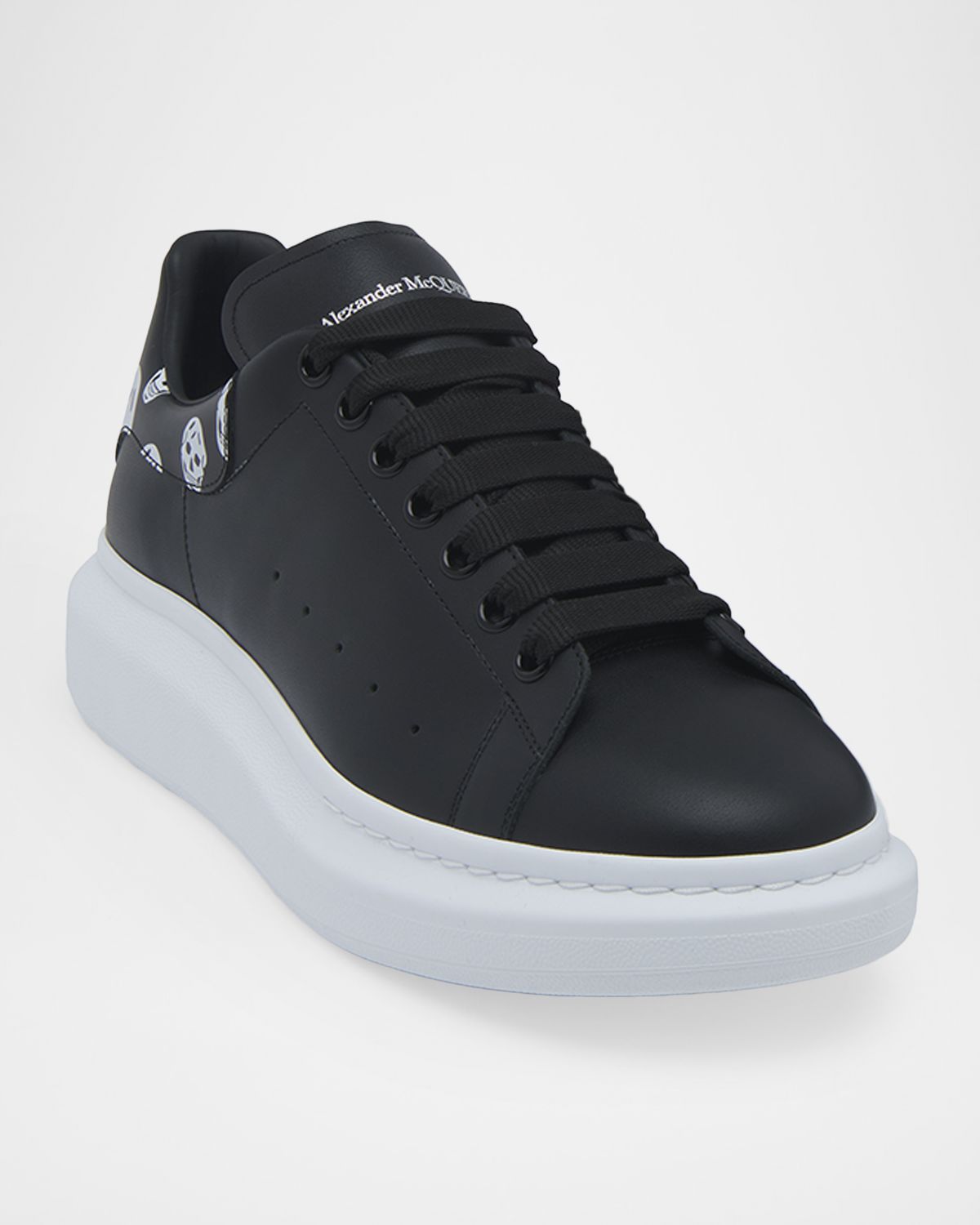 McQueen Men 's Oversized Skull Leather Low-Top Sneakers