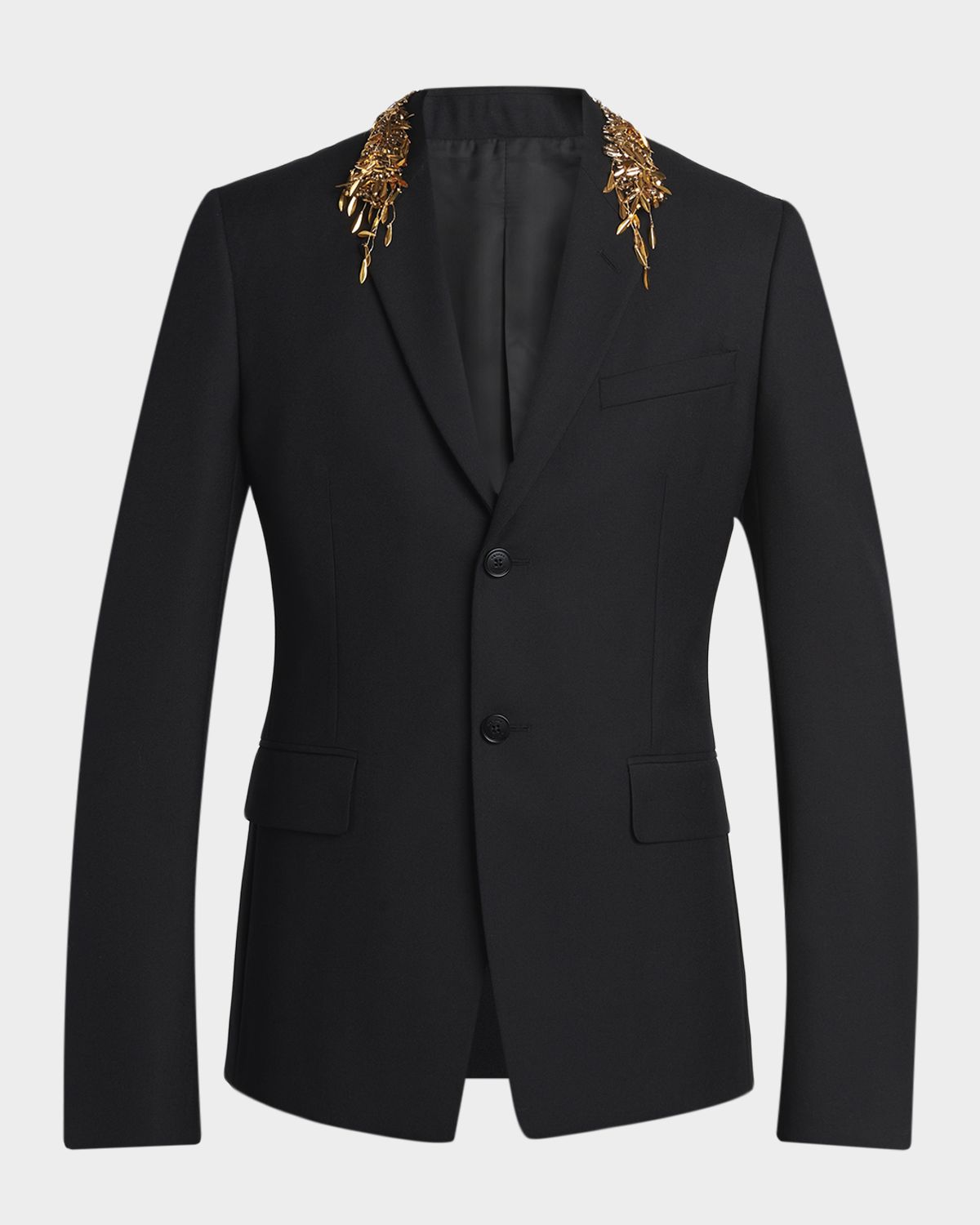 McQueen Men 's Metallic Embroidered Two-Button Wool Jacket