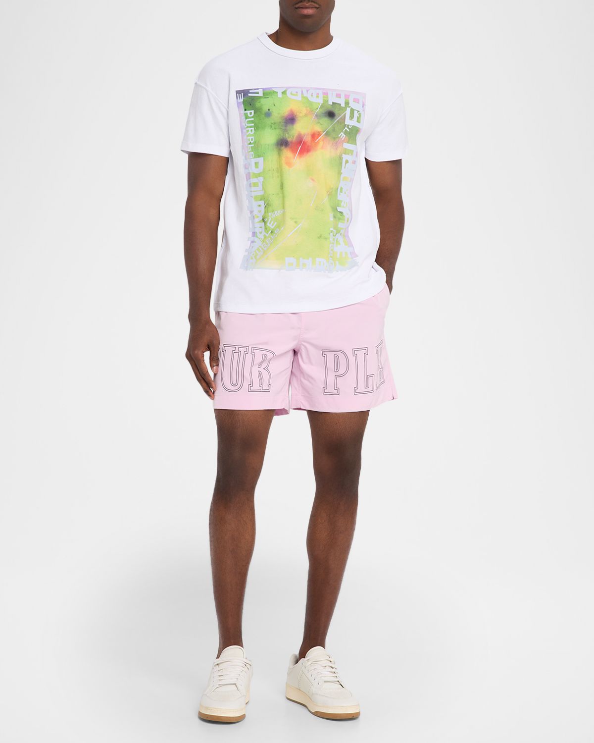 PURPLE Men 's Slab Wordmark All Round Shorts