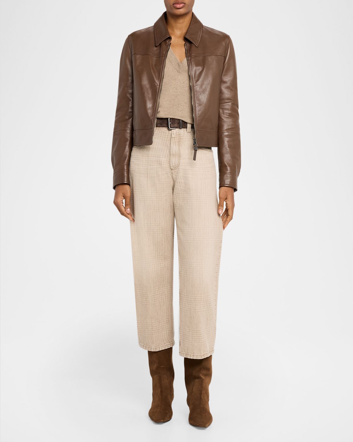 Brunello Cucinelli Leather Cropped Jacket | Thumbnail 5 Brunello Cucinelli Leather Cropped Jacket | Thumbnail 5