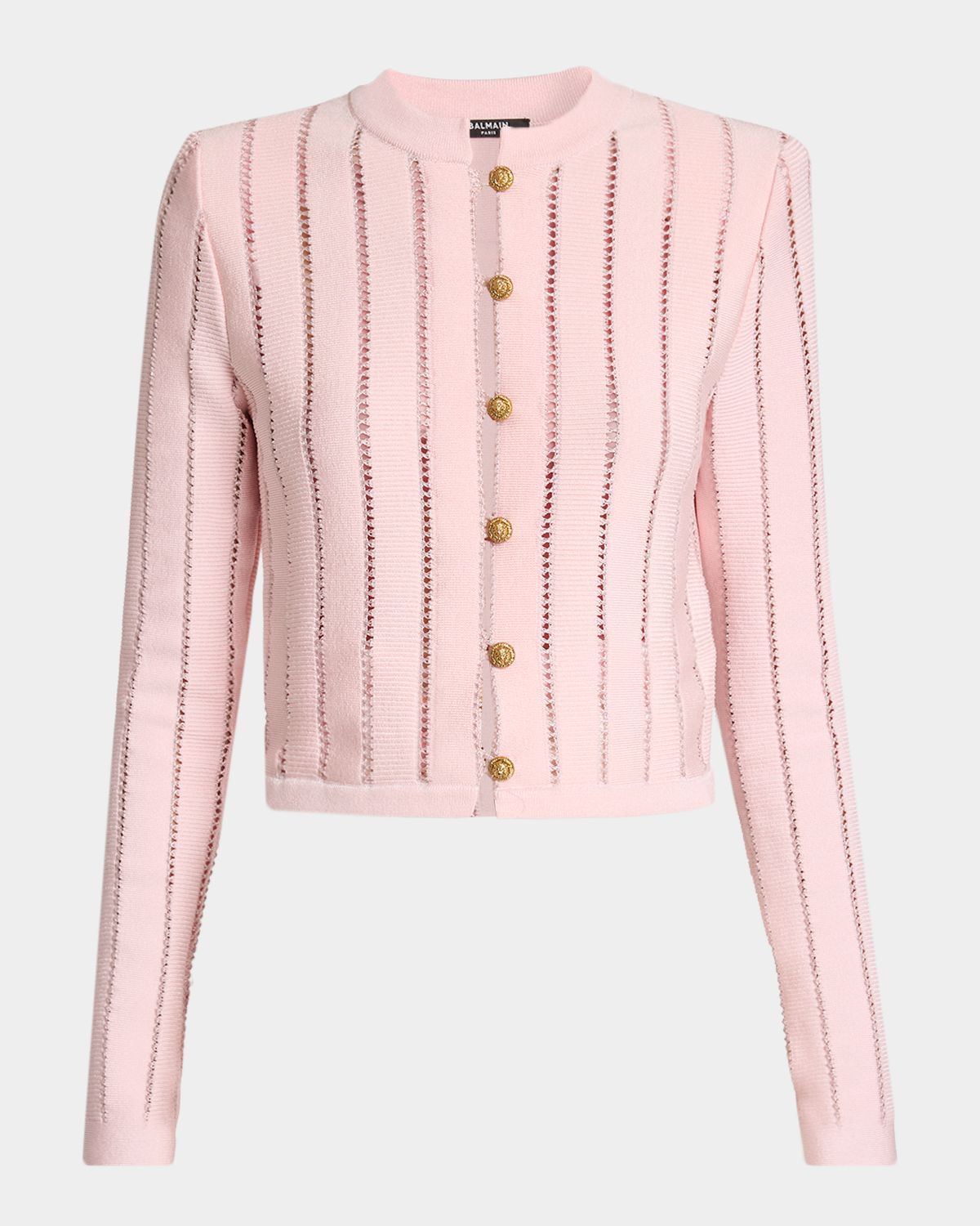 Balmain Buttoned Flechage Openwork Cardigan