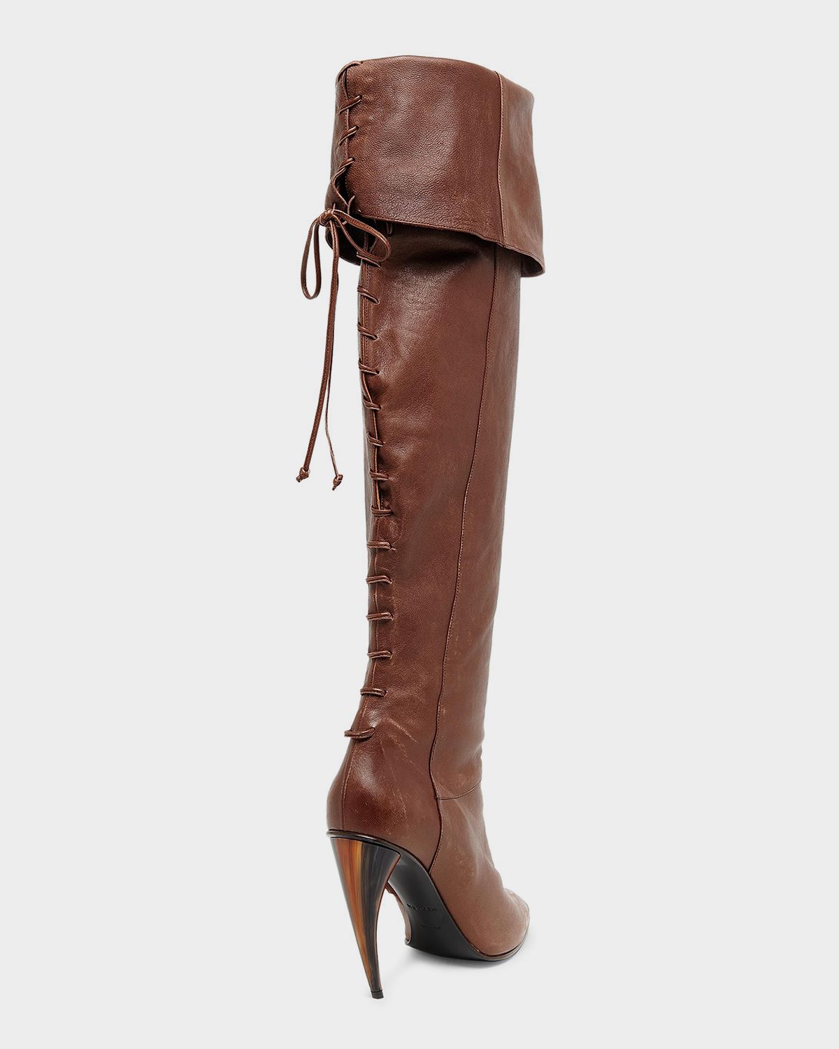 McQueen 105mm Horn Leather Knee-High Boots