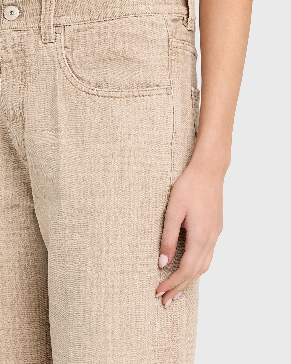 Brunello Cucinelli Check-Print Denim Straight-Leg Crop Pants | Thumbnail 5