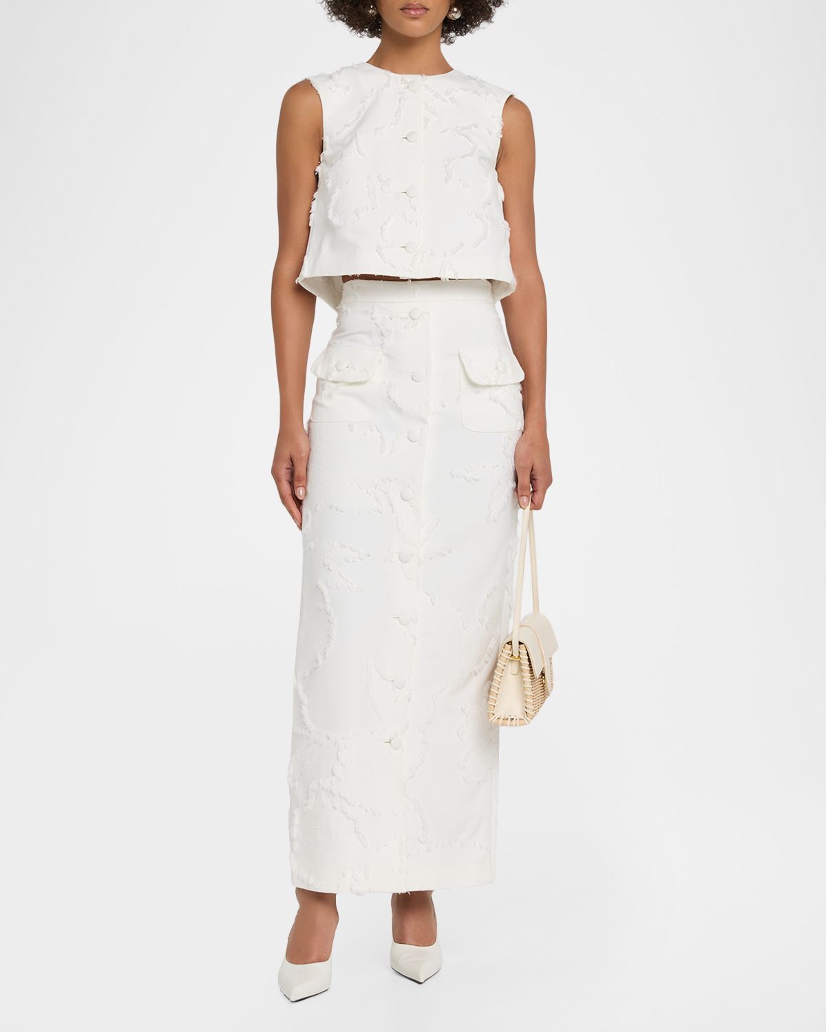 Adam Lippes Dakota Textured Crepe Button-Front Maxi Skirt | Thumbnail 5 Adam Lippes Dakota Textured Crepe Button-Front Maxi Skirt | Thumbnail 5