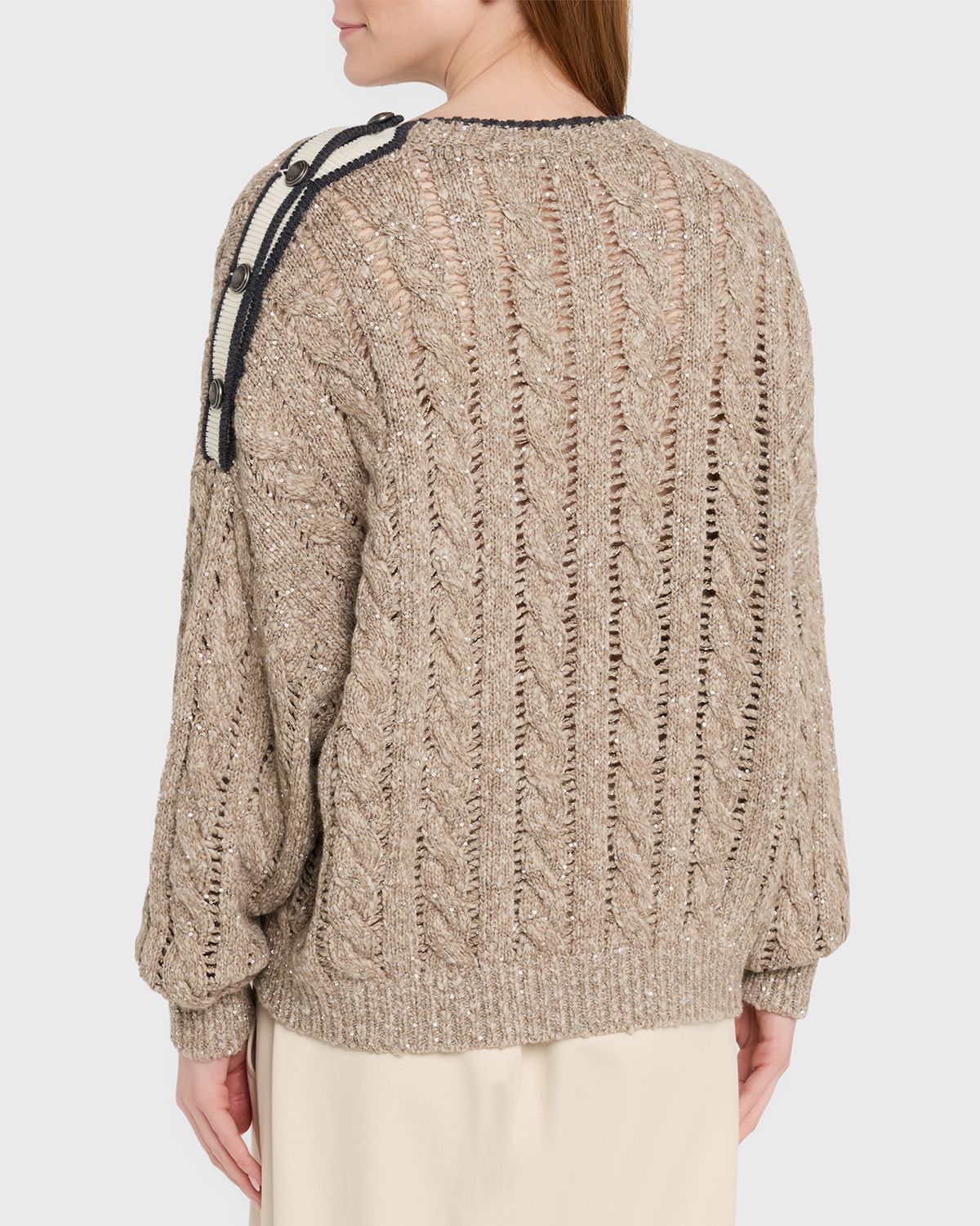 Brunello Cucinelli Sparkly Cable-Knit Sweater | Thumbnail 3 Brunello Cucinelli Sparkly Cable-Knit Sweater | Thumbnail 3