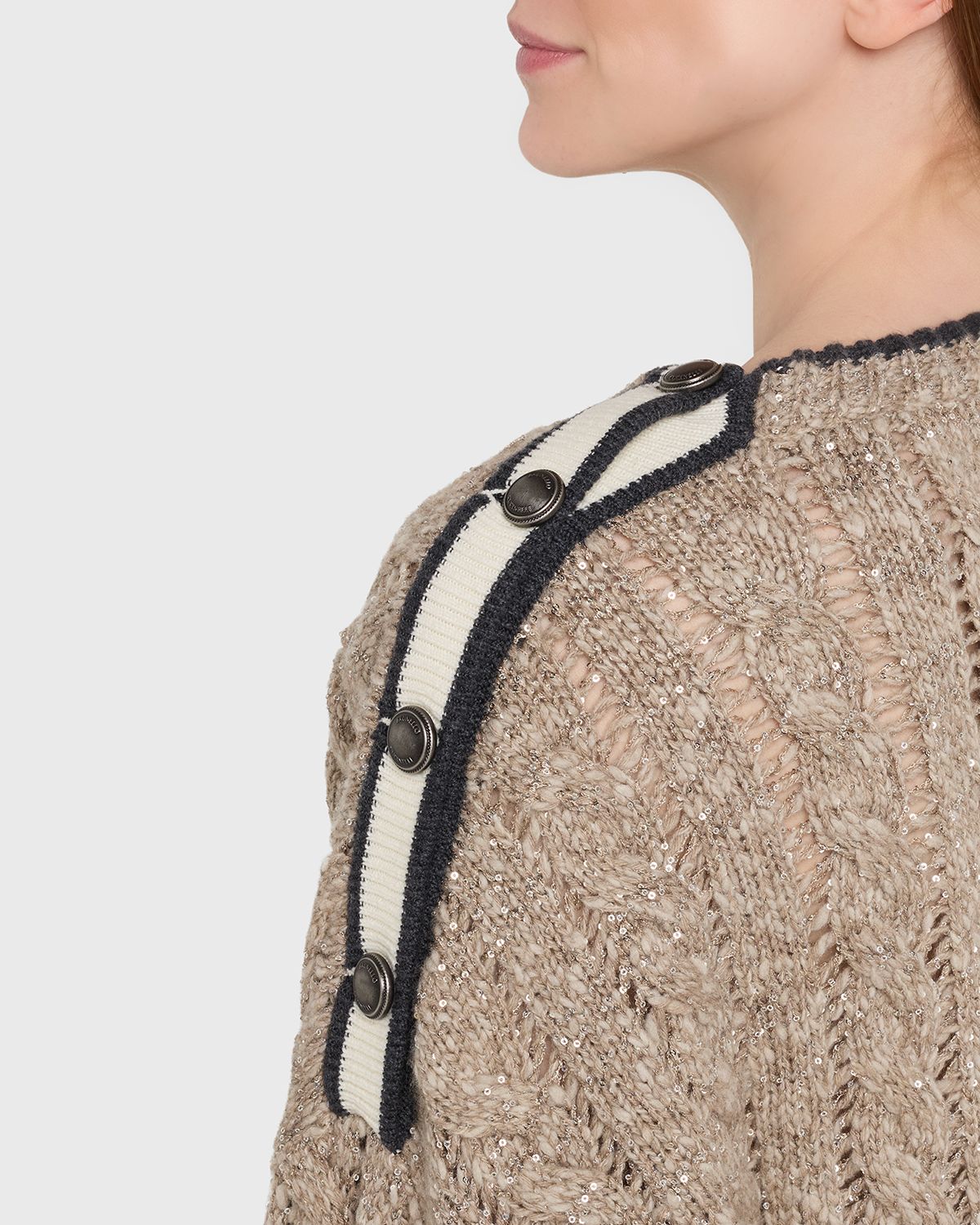 Brunello Cucinelli Sparkly Cable-Knit Sweater | Thumbnail 5 Brunello Cucinelli Sparkly Cable-Knit Sweater | Thumbnail 5