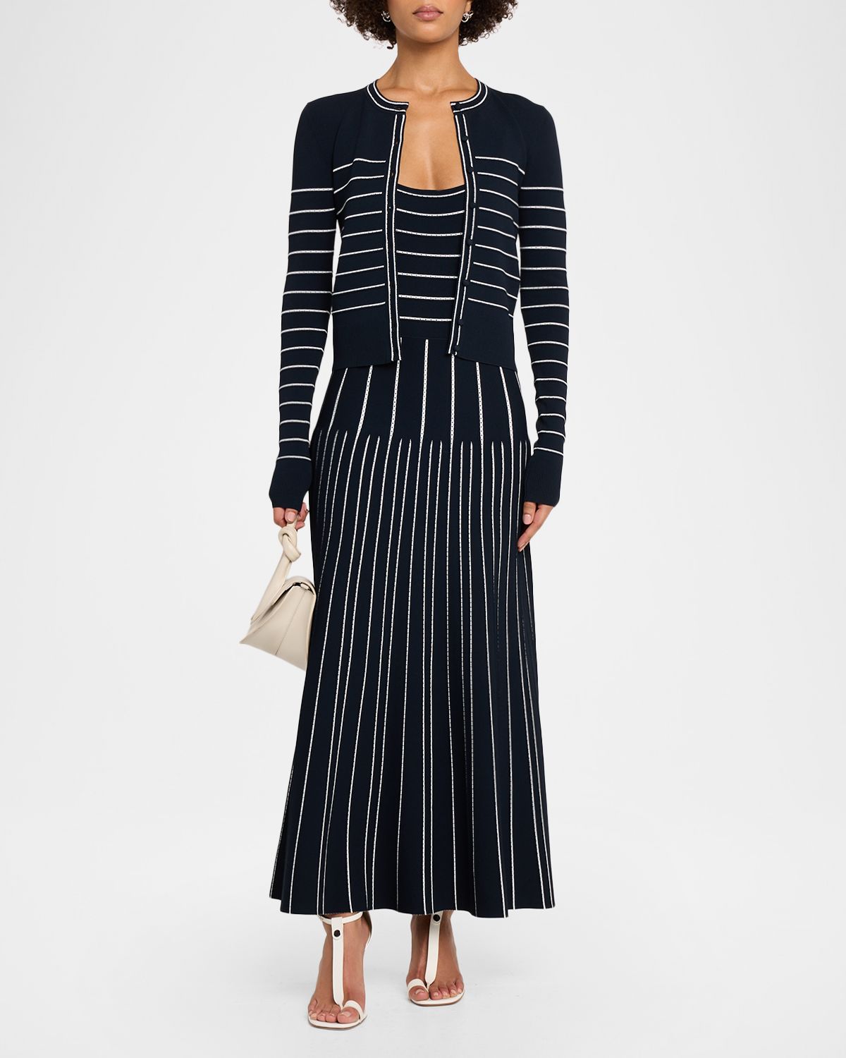 Adam Lippes Gemma Pointelle Striped Knit Sleeveless Maxi Dress
