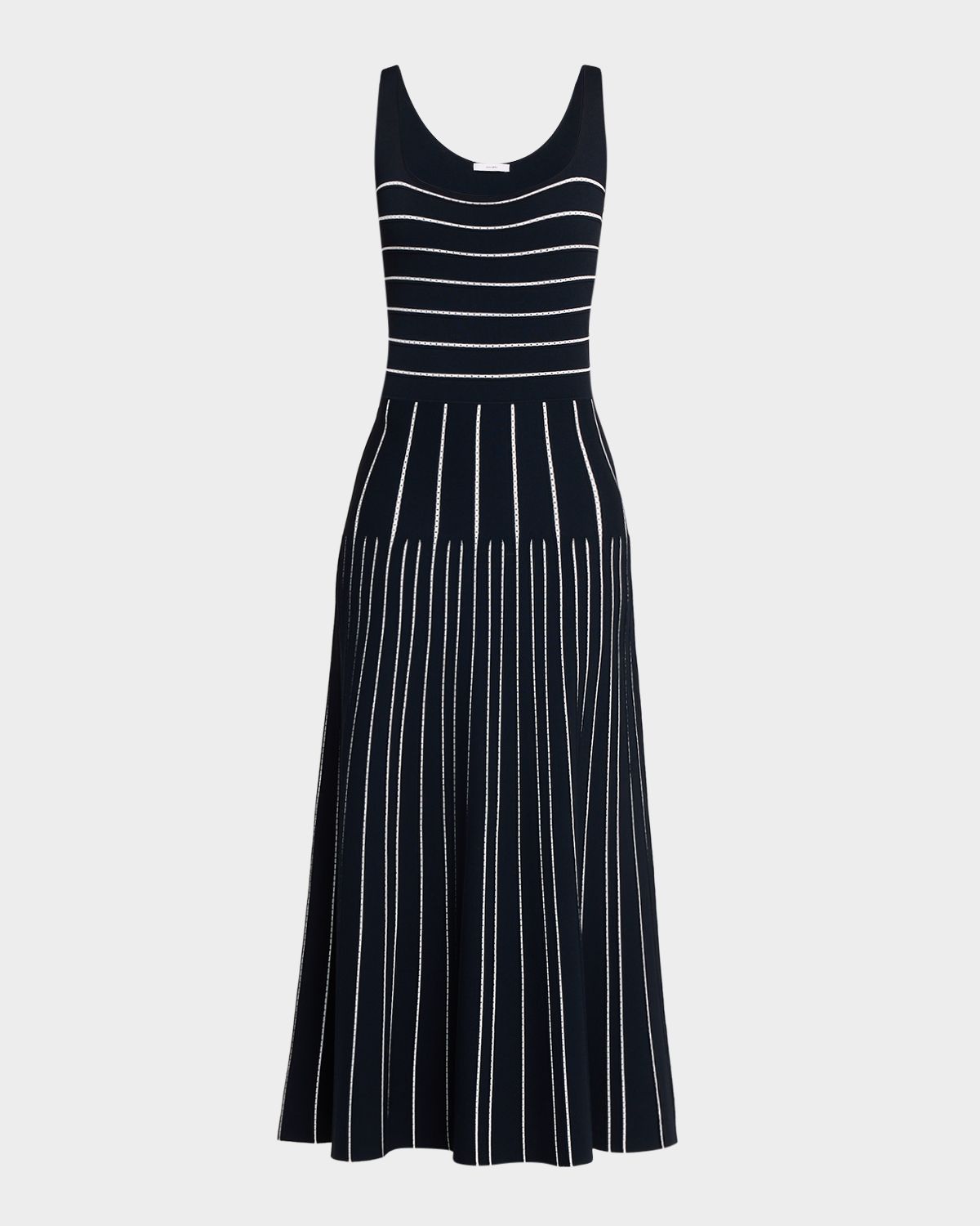 Adam Lippes Gemma Pointelle Striped Knit Sleeveless Maxi Dress