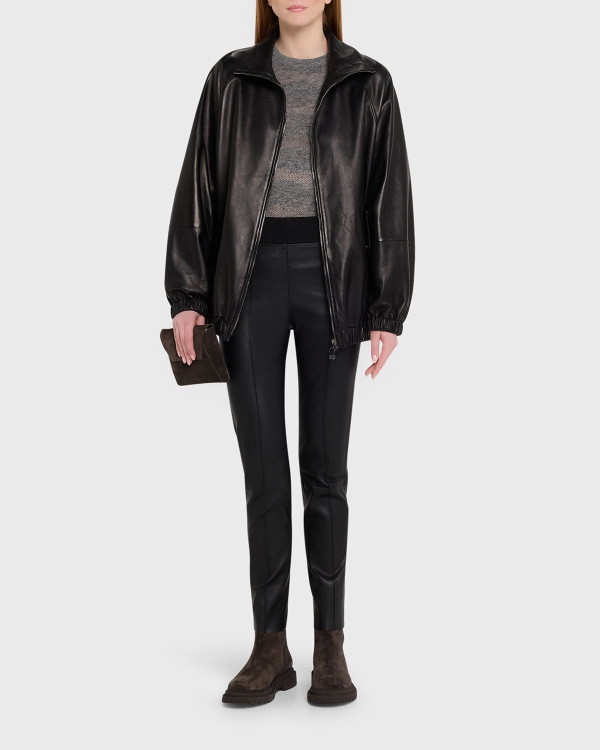 Brunello Cucinelli Leather Ankle Pants | Thumbnail 2