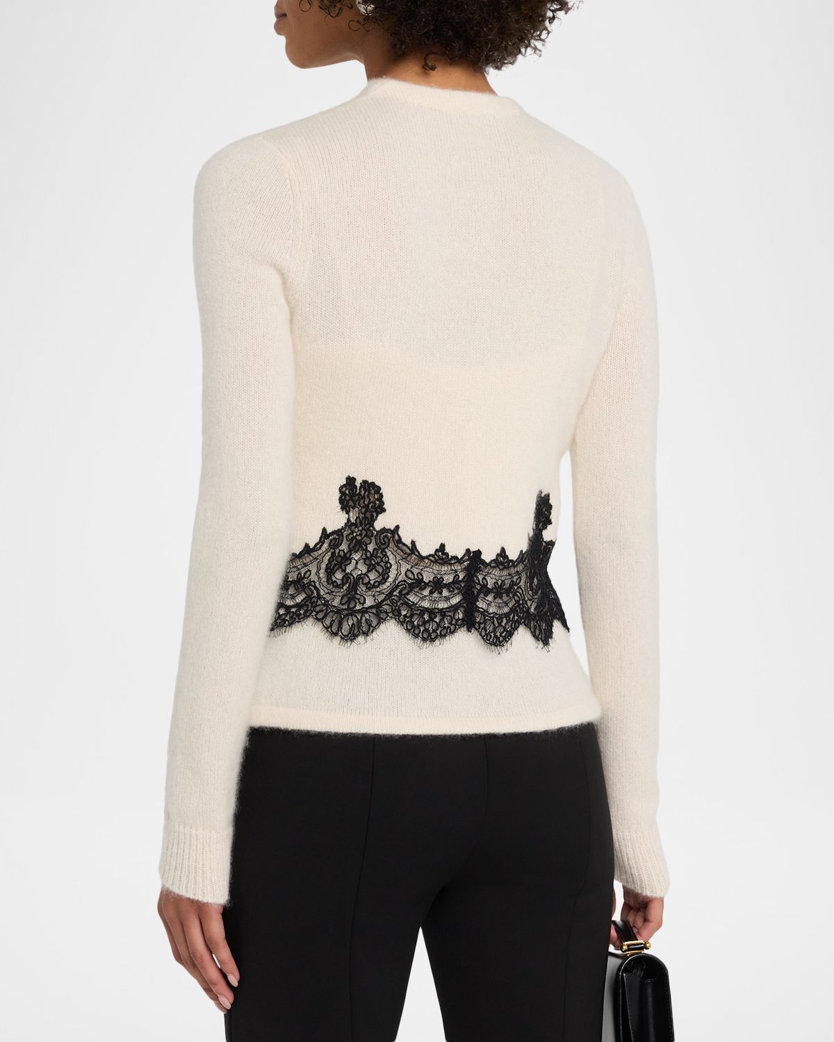 Adam Lippes Briar Lace-Trim Cashmere Knit Crewneck Cardigan | Thumbnail 3 Adam Lippes Briar Lace-Trim Cashmere Knit Crewneck Cardigan | Thumbnail 3