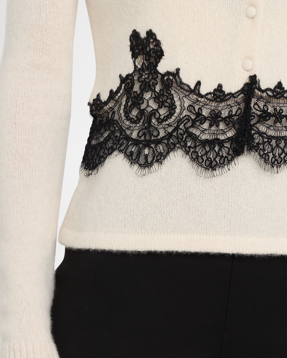 Adam Lippes Briar Lace-Trim Cashmere Knit Crewneck Cardigan | Thumbnail 5 Adam Lippes Briar Lace-Trim Cashmere Knit Crewneck Cardigan | Thumbnail 5