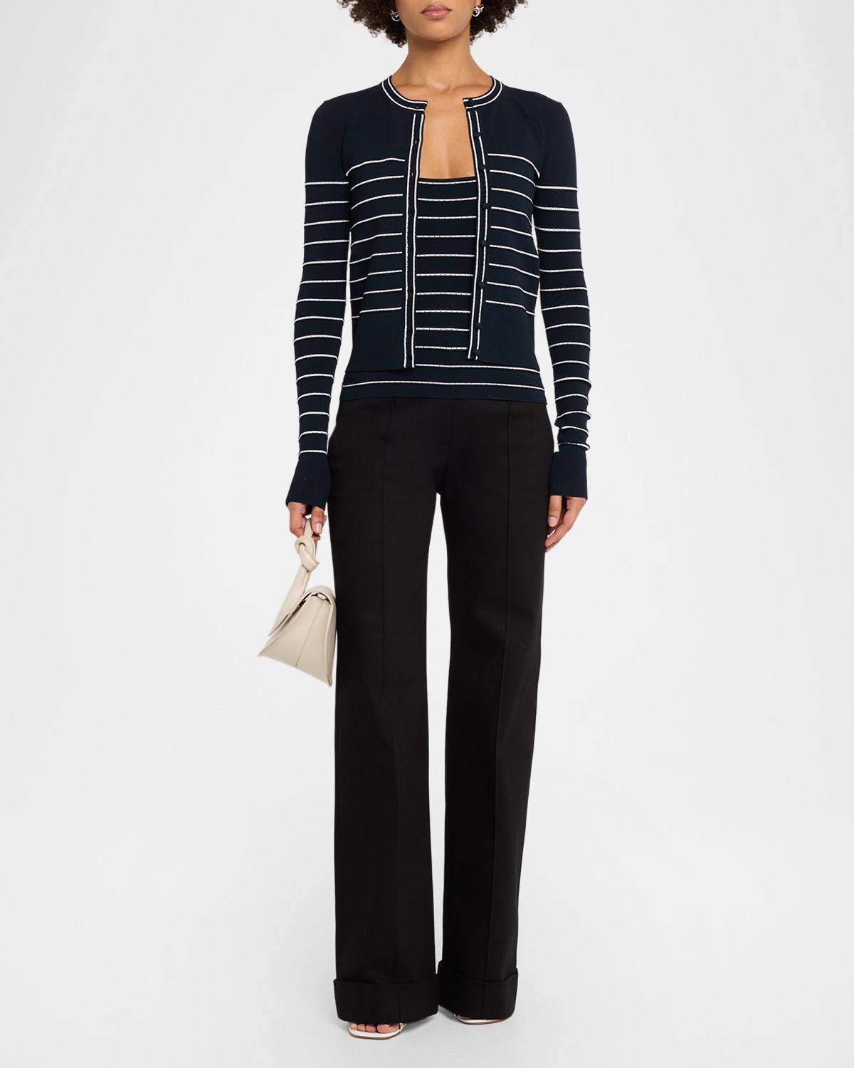 Adam Lippes Aria Pointelle Striped Compact Knit Tank Top