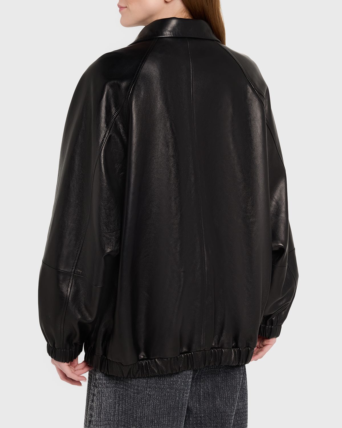 Brunello Cucinelli Leather Zip-Front Jacket | Thumbnail 3