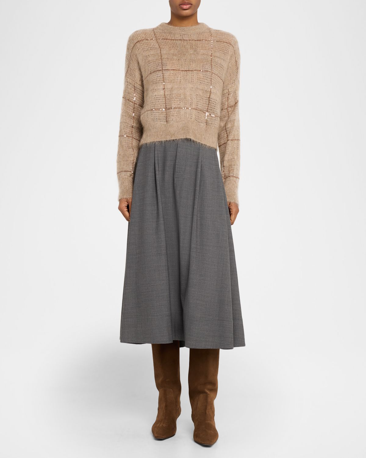 Brunello Cucinelli Paillette Check Mohair Crewneck Sweater | Thumbnail 2 Brunello Cucinelli Paillette Check Mohair Crewneck Sweater | Thumbnail 2