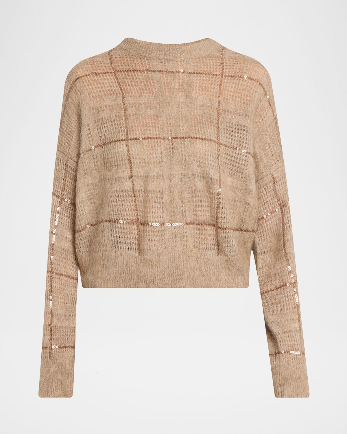 Brunello Cucinelli Paillette Check Mohair Crewneck Sweater
