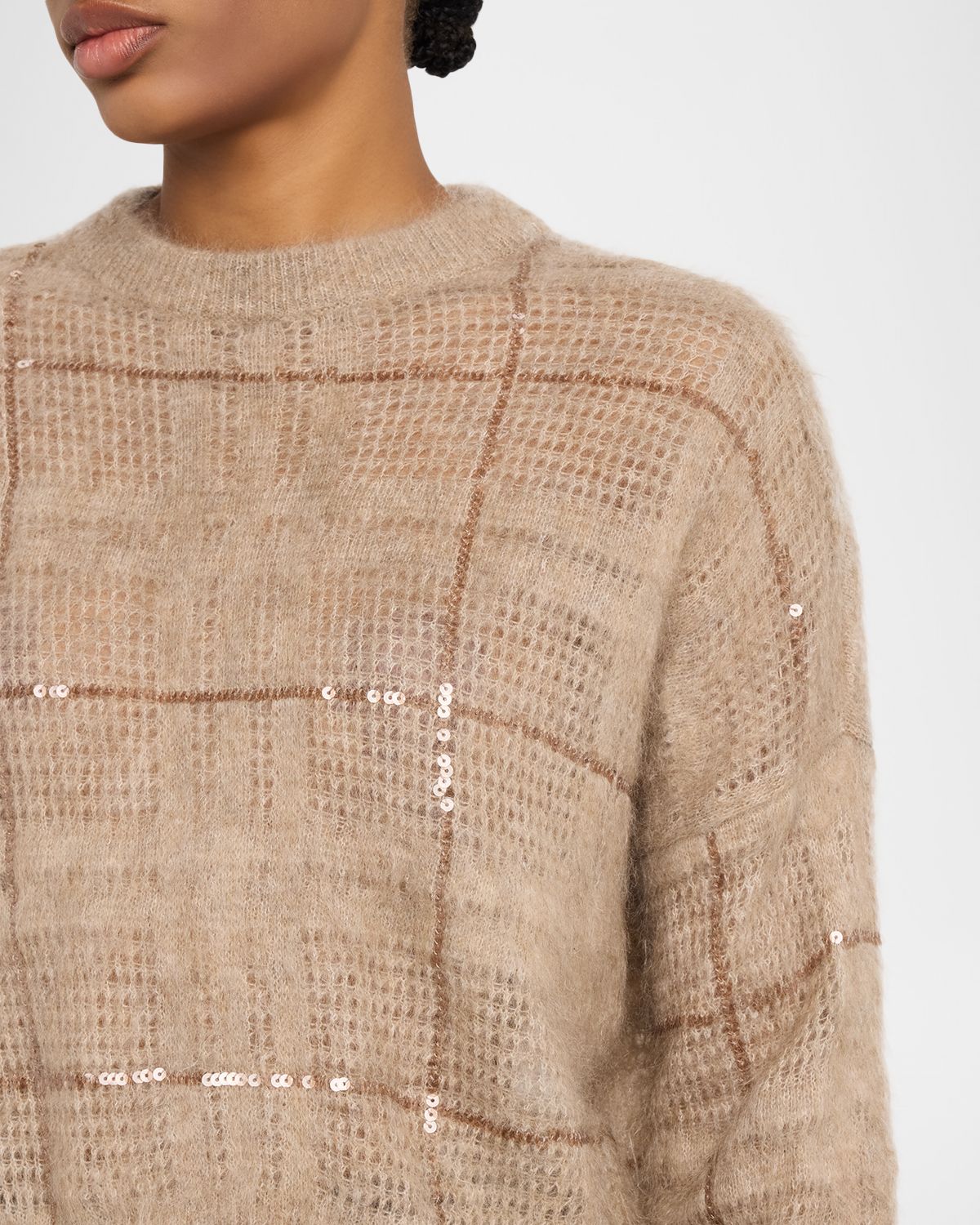 Brunello Cucinelli Paillette Check Mohair Crewneck Sweater | Thumbnail 5 Brunello Cucinelli Paillette Check Mohair Crewneck Sweater | Thumbnail 5