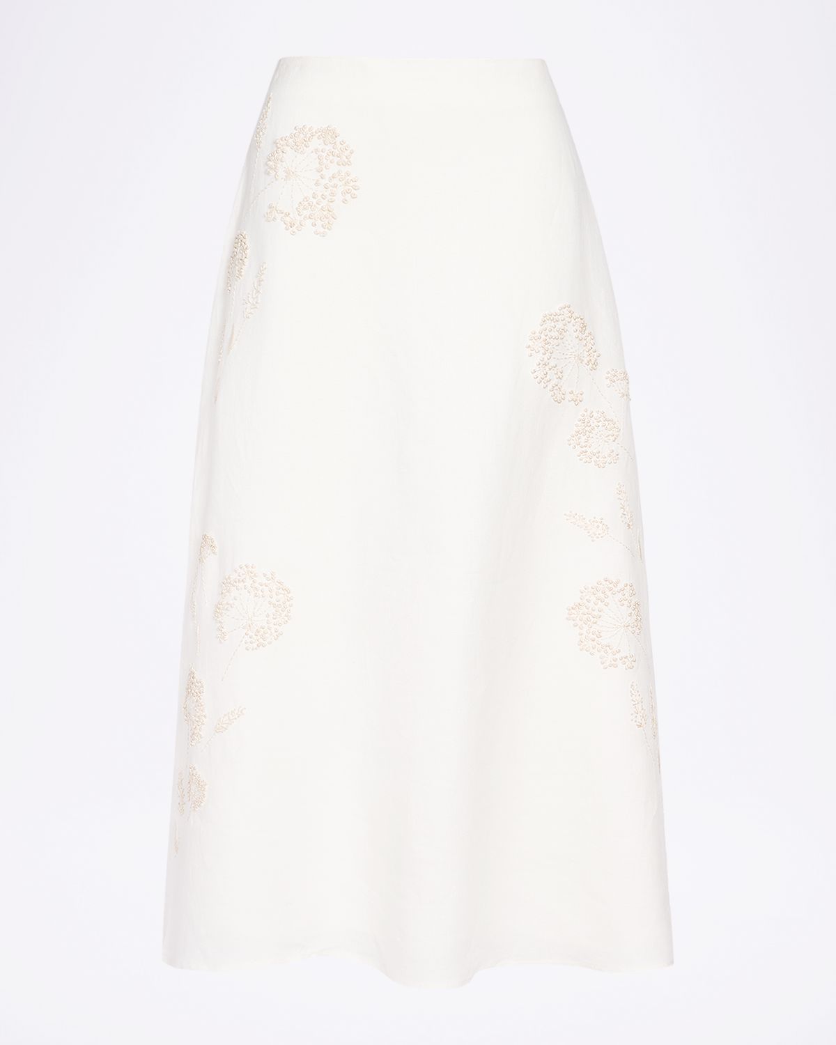 TWP The A-Line Embroidered Linen Skirt
